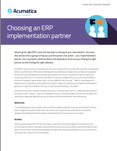 Choosing an ERP Implementation Partner White Paper