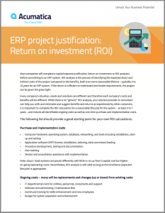 ERP Project Justification Return on investment ROI White Paper